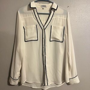 Express Women's Blouse White with Black Trim size Large